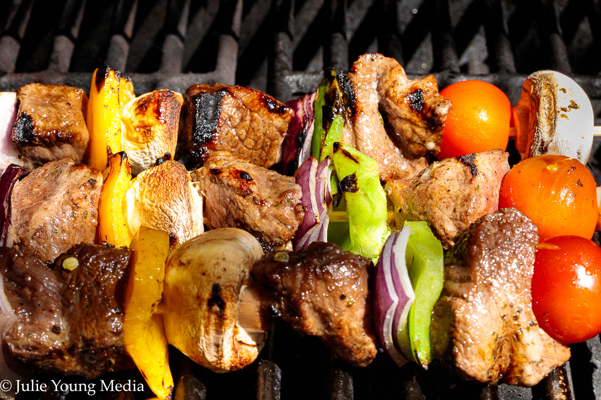 Marinated Tri Tip Beef Kabobs with Garlic Yogurt Sauce