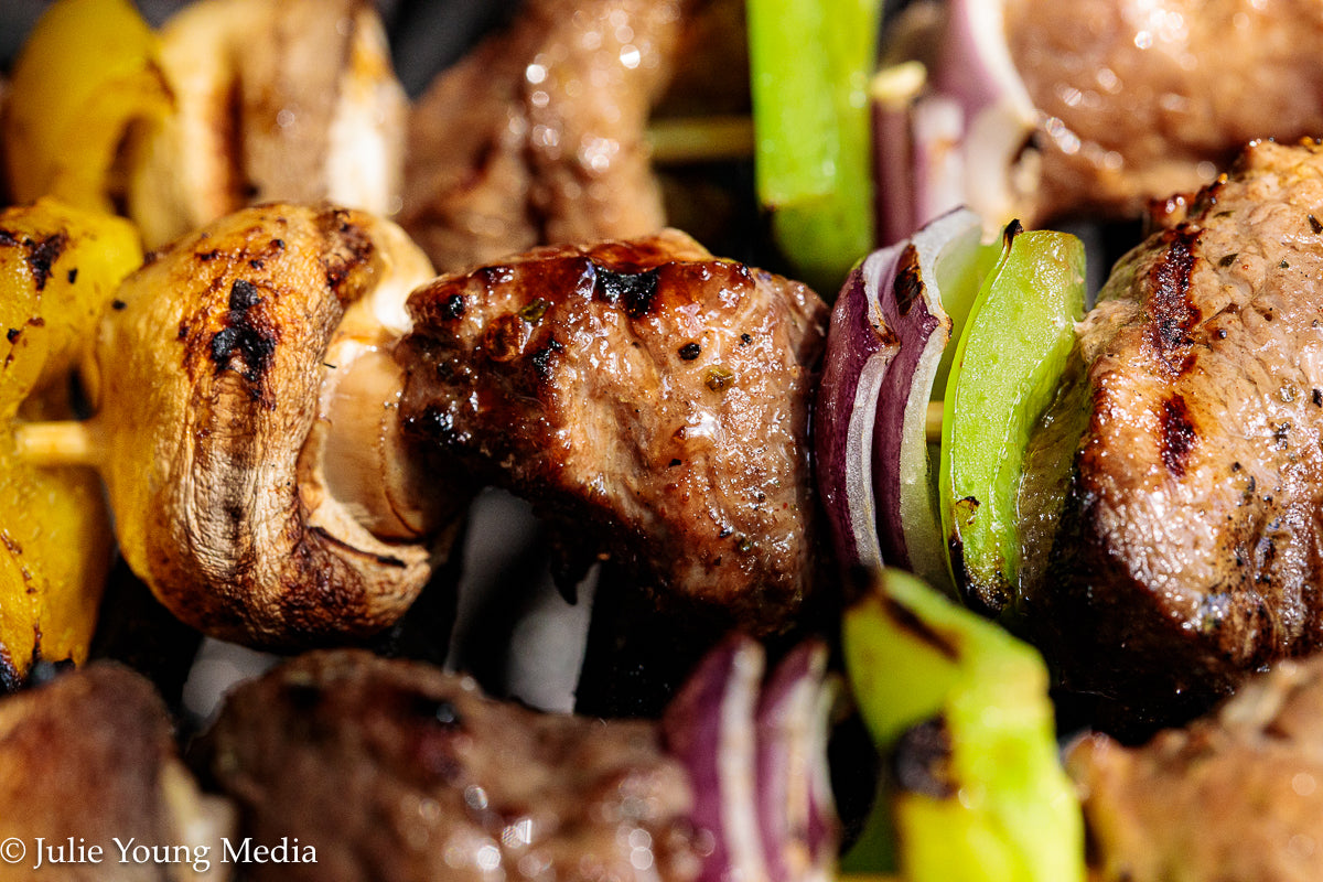 Marinated Tri Tip Beef Kabobs with Garlic Yogurt Sauce