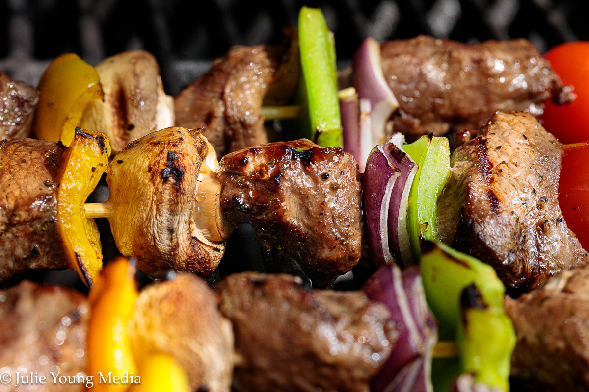 Marinated Tri Tip Beef Kabobs with Garlic Yogurt Sauce