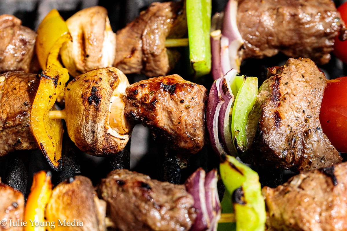 Marinated Tri Tip Beef Kabobs with Garlic Yogurt Sauce