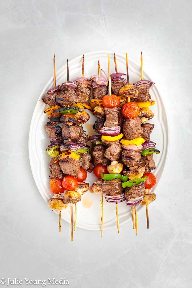 Marinated Tri Tip Beef Kabobs with Garlic Yogurt Sauce