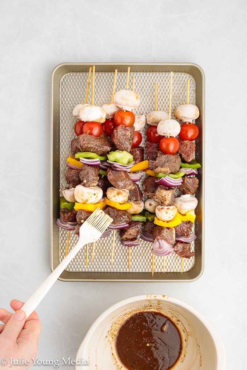 Marinated Tri Tip Beef Kabobs with Garlic Yogurt Sauce
