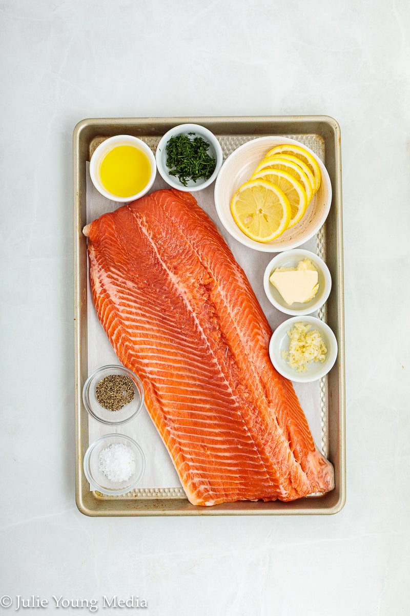 Baked Steelhead Trout with Horseradish and Dill Sour Cream Sauce