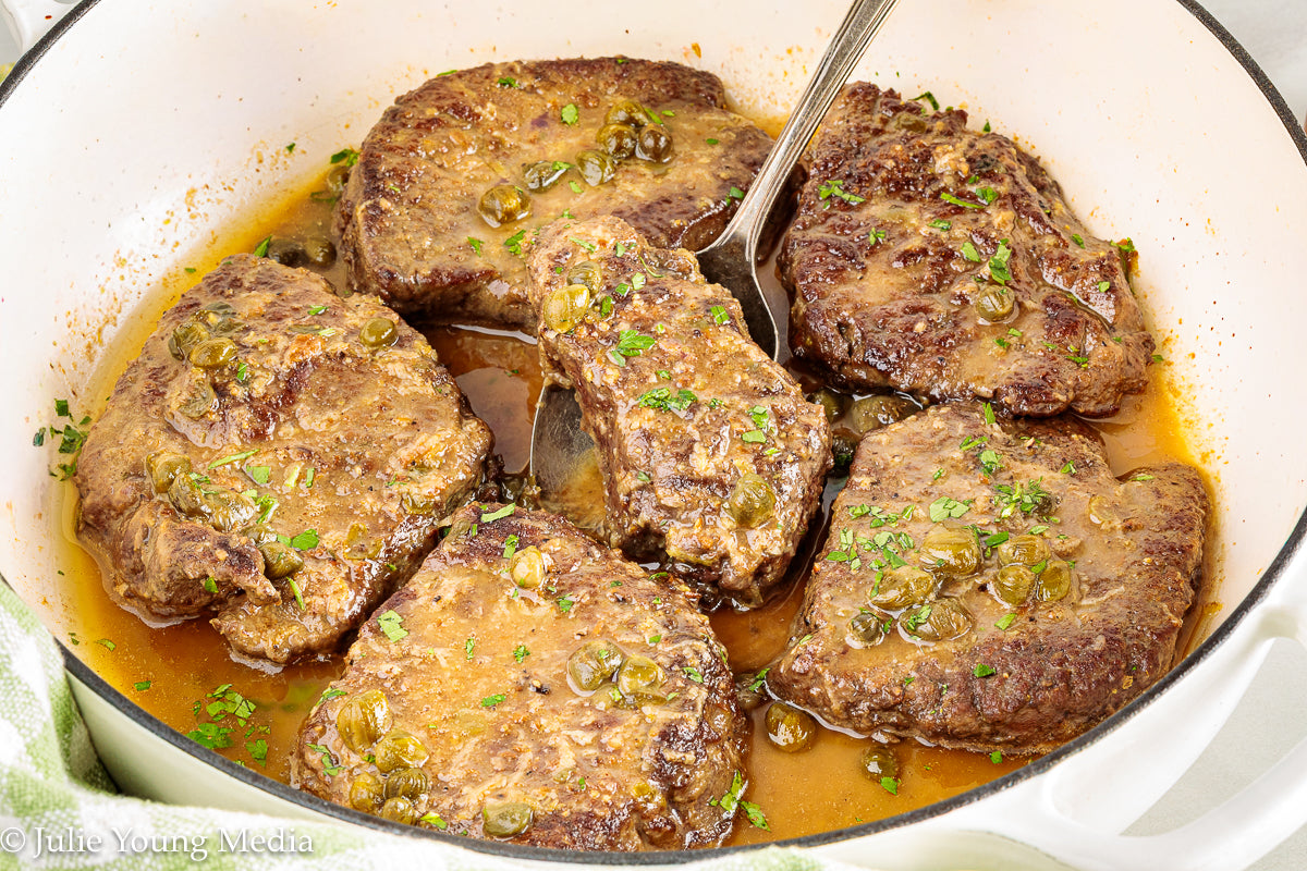 Beef Liver with Browned Butter, Anchovy, Caper, and Lemon Pan Sauce