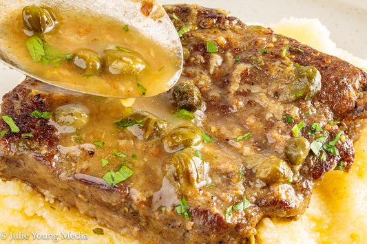 Beef Liver with Browned Butter, Anchovy, Caper, and Lemon Pan Sauce