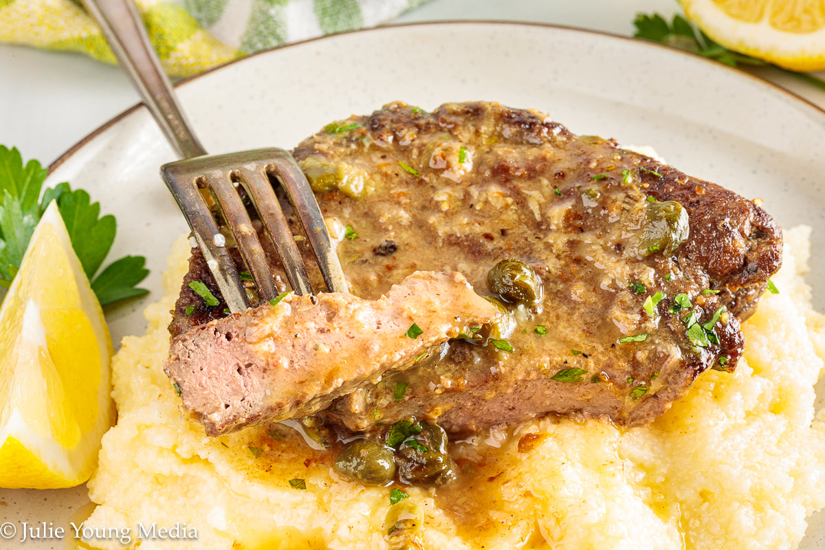 Beef Liver with Browned Butter, Anchovy, Caper, and Lemon Pan Sauce