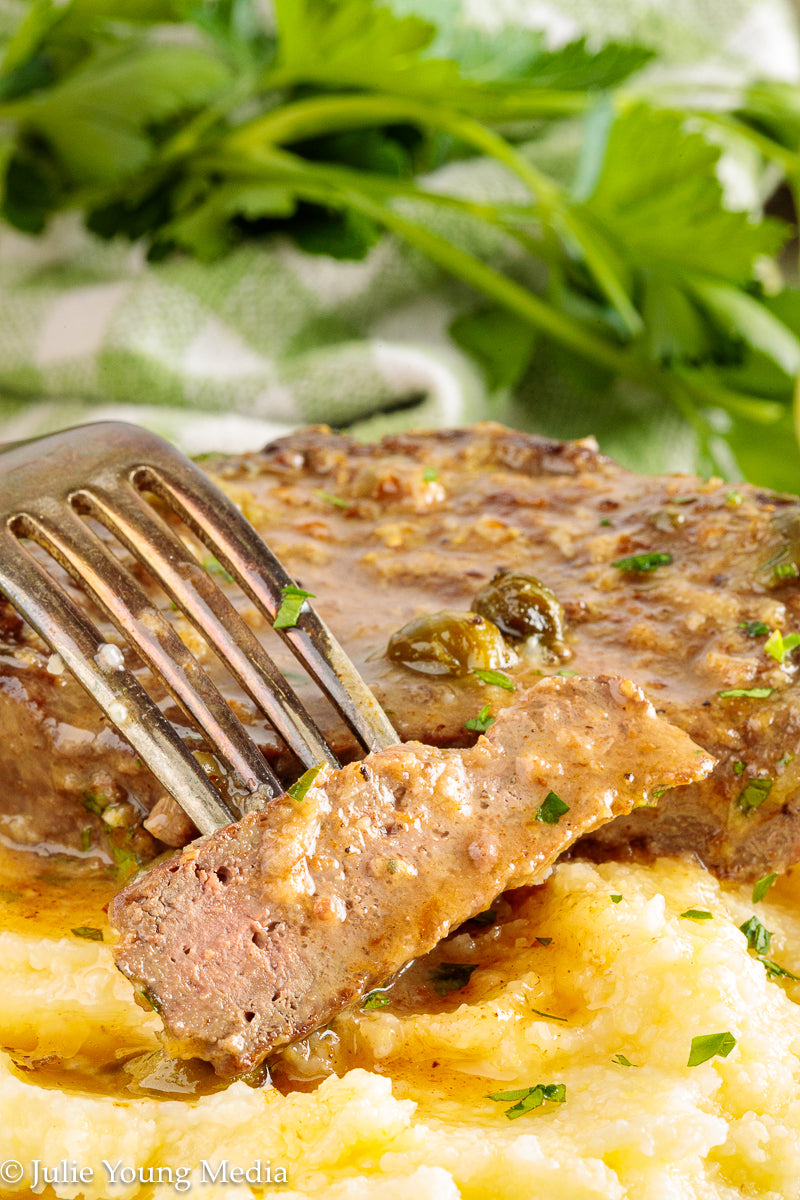 Beef Liver with Browned Butter, Anchovy, Caper, and Lemon Pan Sauce