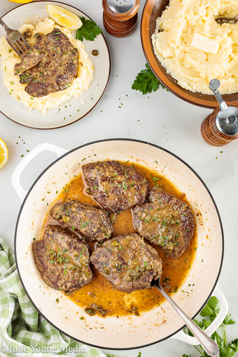 Beef Liver with Browned Butter, Anchovy, Caper, and Lemon Pan Sauce