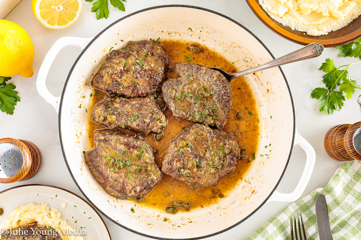 Beef Liver with Browned Butter, Anchovy, Caper, and Lemon Pan Sauce