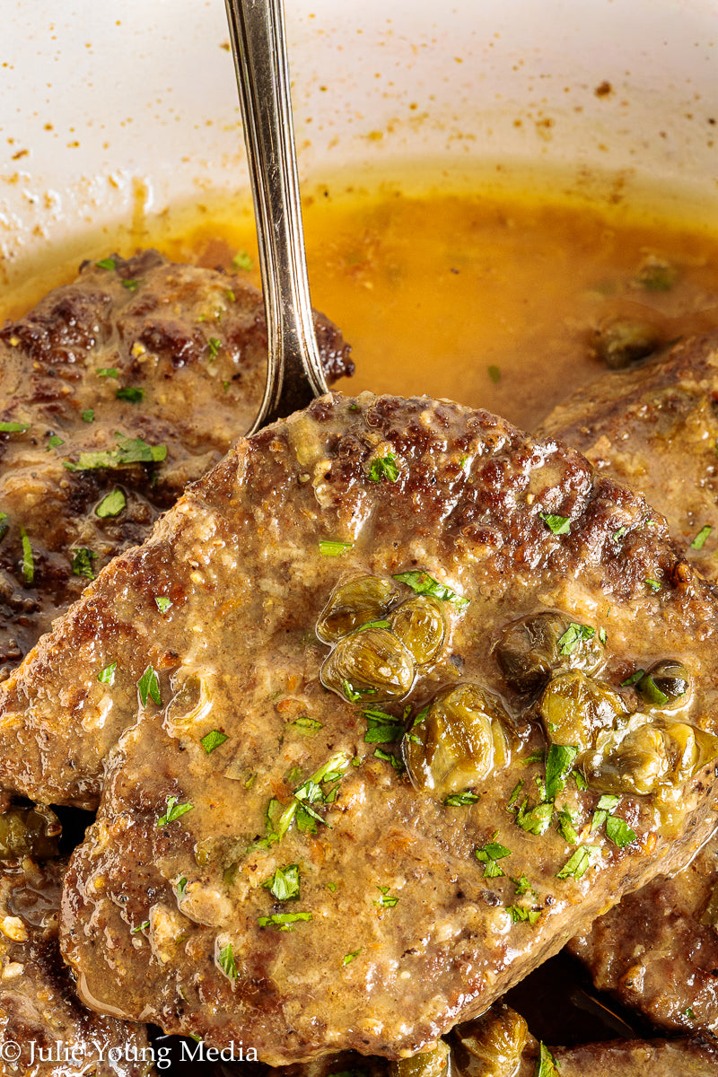 Beef Liver with Browned Butter, Anchovy, Caper, and Lemon Pan Sauce