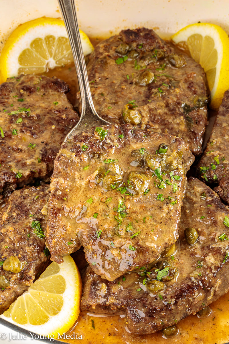Beef Liver with Browned Butter, Anchovy, Caper, and Lemon Pan Sauce