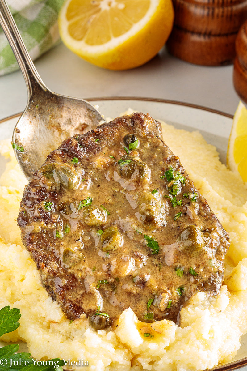 Beef Liver with Browned Butter, Anchovy, Caper, and Lemon Pan Sauce