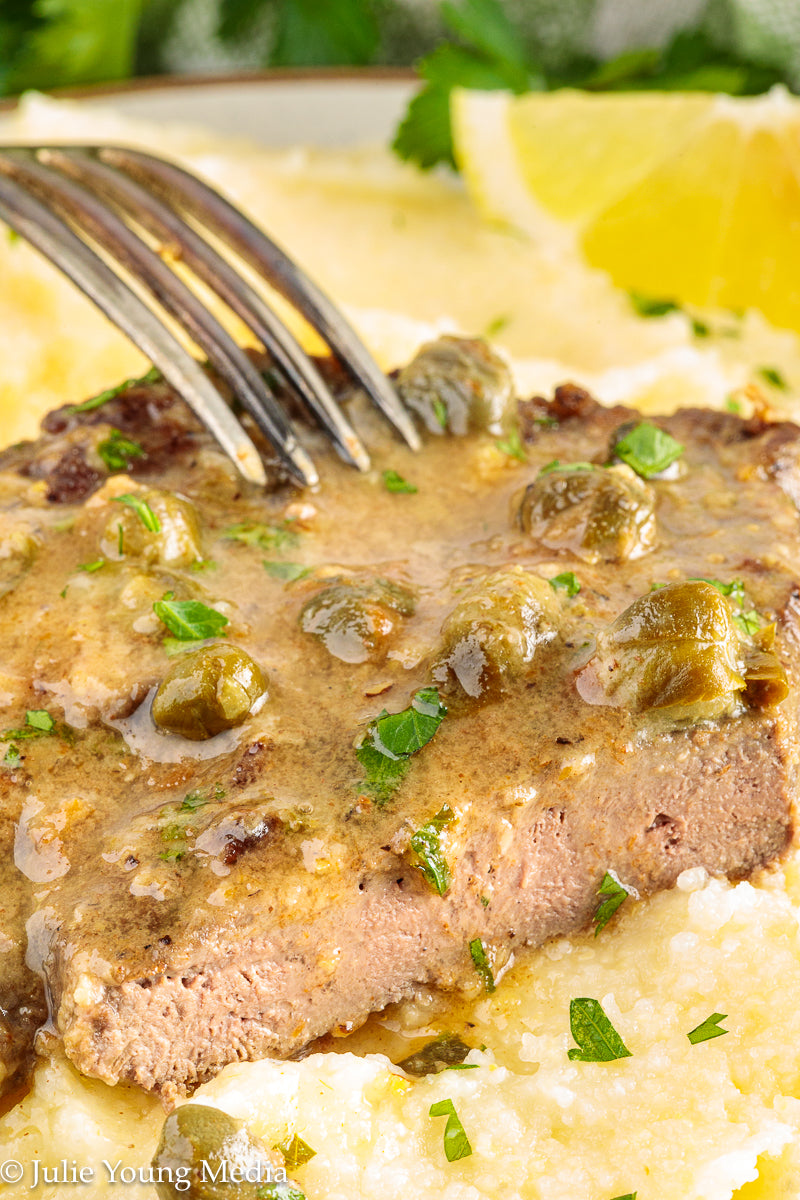Beef Liver with Browned Butter, Anchovy, Caper, and Lemon Pan Sauce