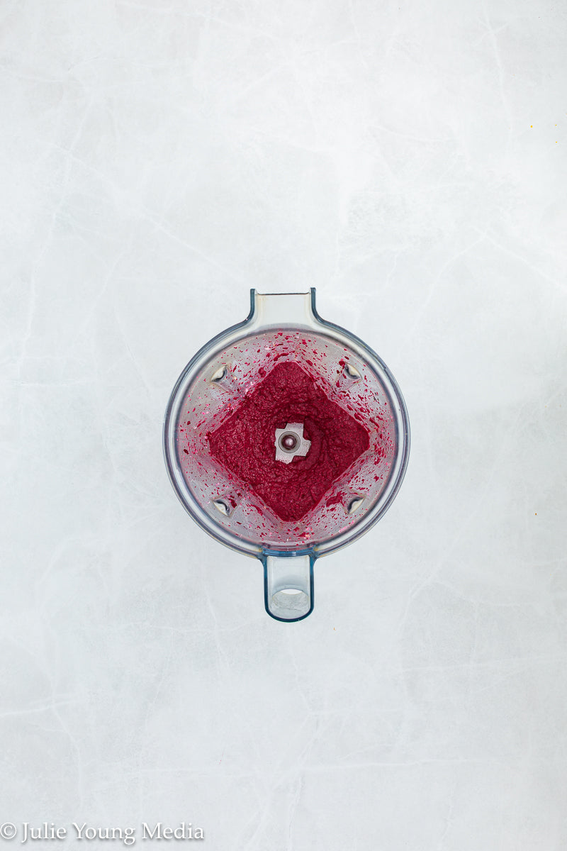 Pasta with Creamy Beet Pesto, Walnuts & Feta