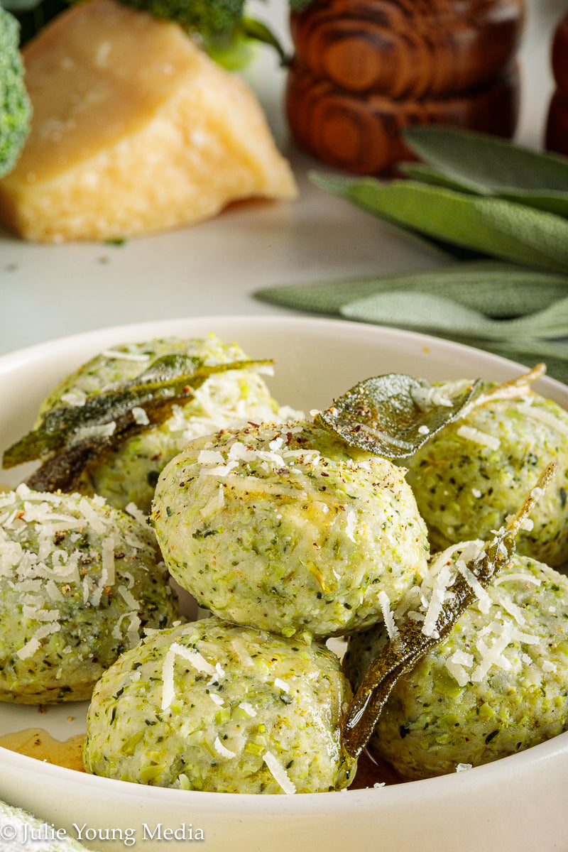 Broccoli Ricotta Gnudi with Browned Butter and Sage