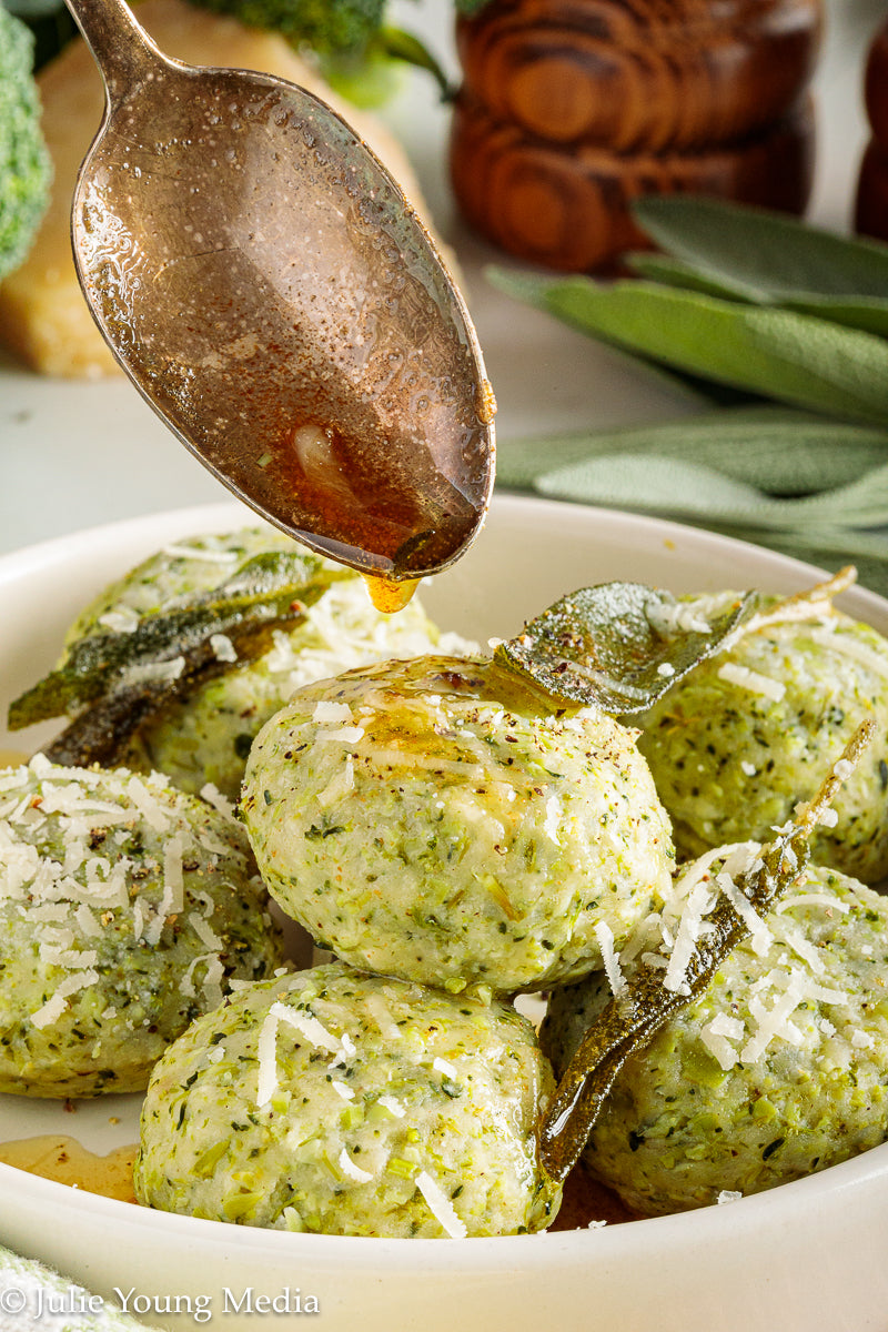 Broccoli Ricotta Gnudi with Browned Butter and Sage