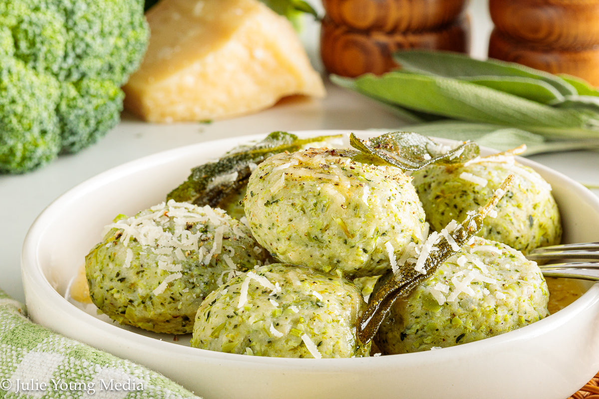 Broccoli Ricotta Gnudi with Browned Butter and Sage
