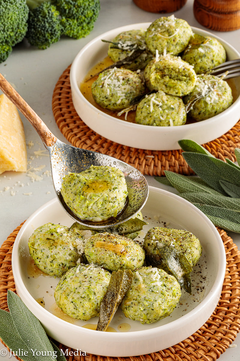 Broccoli Ricotta Gnudi with Browned Butter and Sage