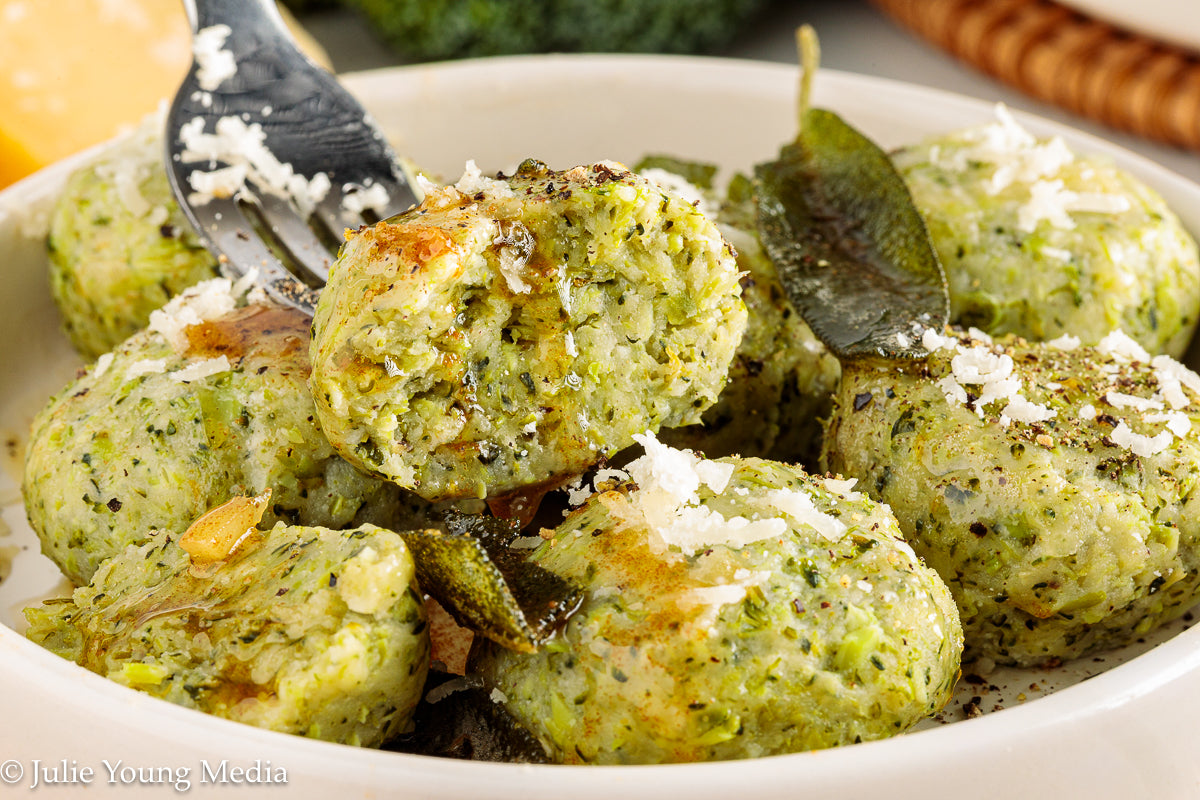Broccoli Ricotta Gnudi with Browned Butter and Sage