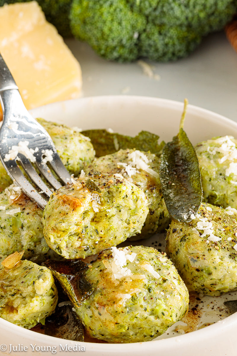 Broccoli Ricotta Gnudi with Browned Butter and Sage