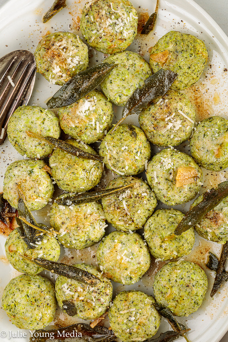 Broccoli Ricotta Gnudi with Browned Butter and Sage