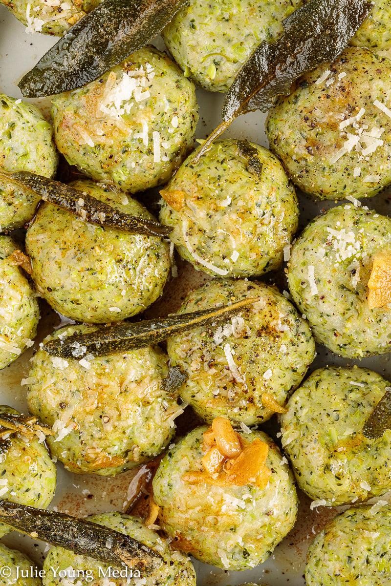 Broccoli Ricotta Gnudi with Browned Butter and Sage