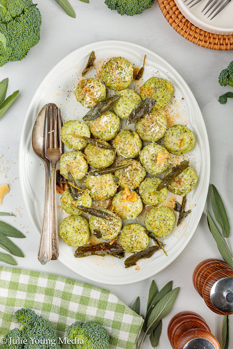 Broccoli Ricotta Gnudi with Browned Butter and Sage