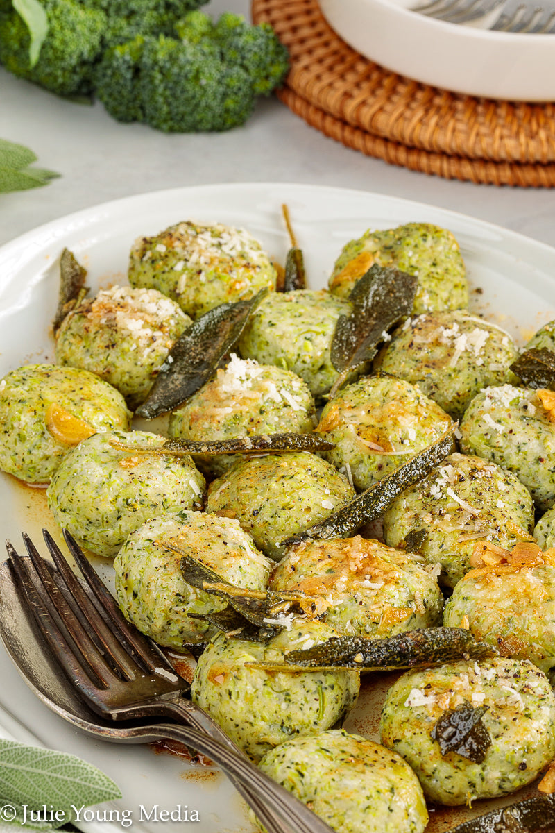 Broccoli Ricotta Gnudi with Browned Butter and Sage