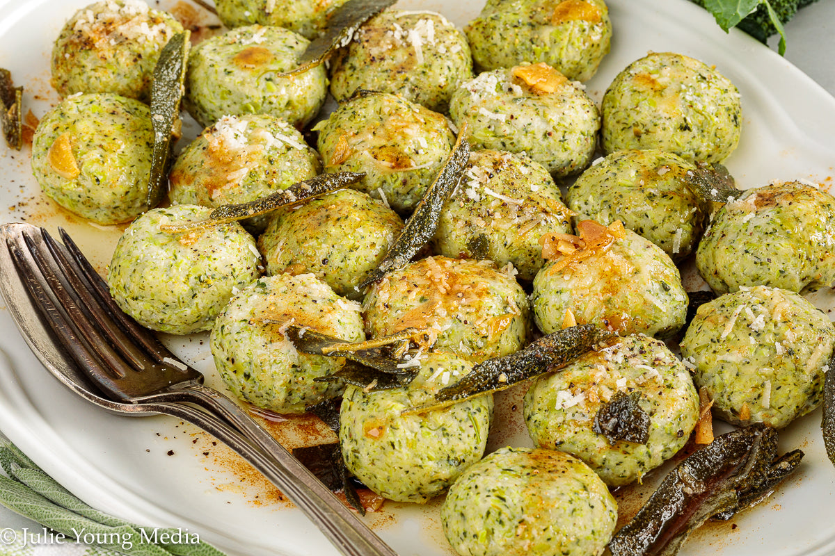Broccoli Ricotta Gnudi with Browned Butter and Sage