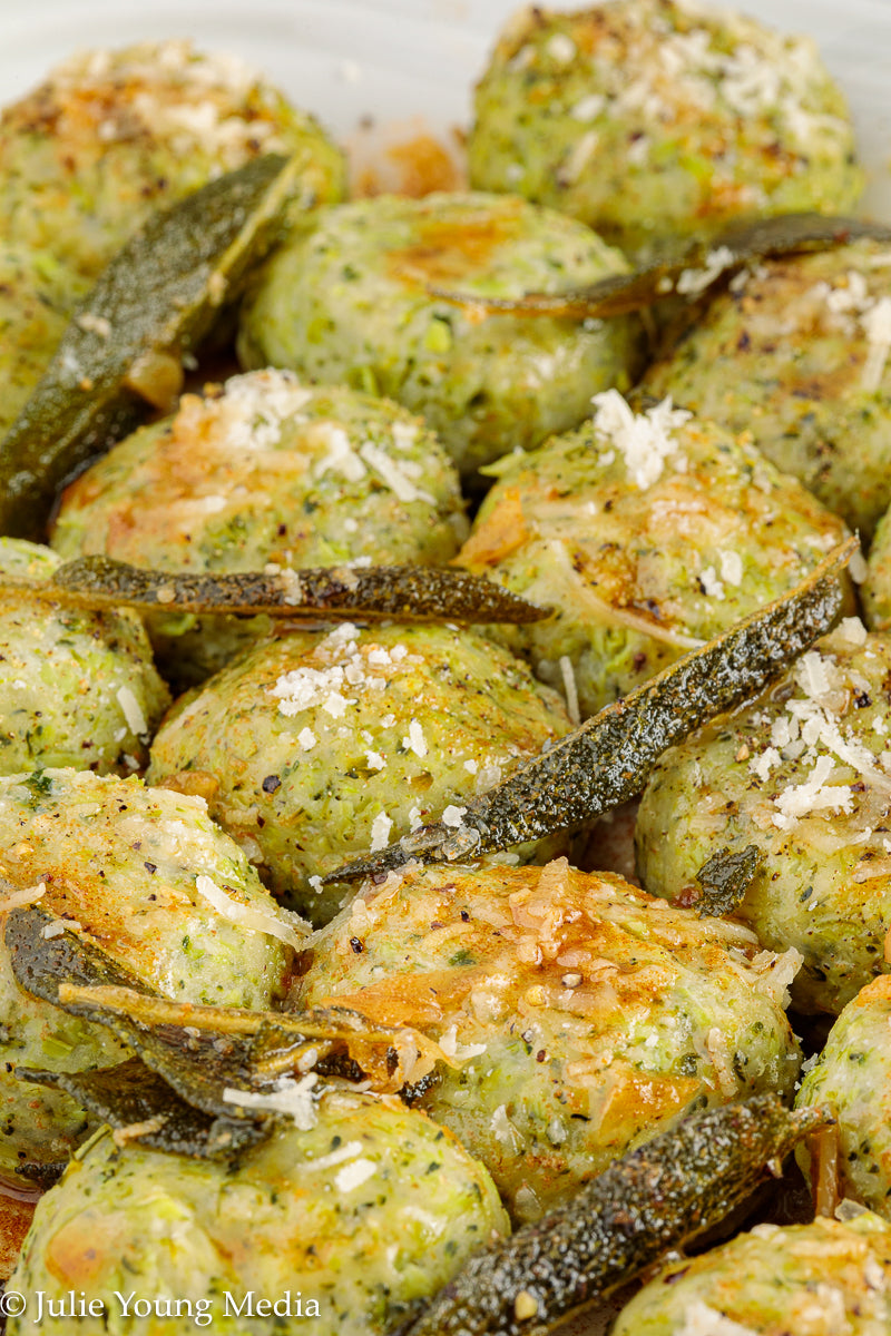 Broccoli Ricotta Gnudi with Browned Butter and Sage