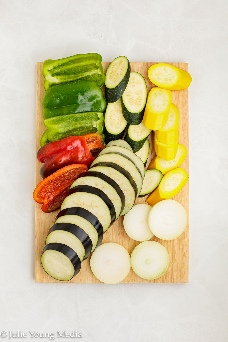 Charred Mediterranean Vegetables with Feta, Herbs, Walnuts & Pomegranate Molasses