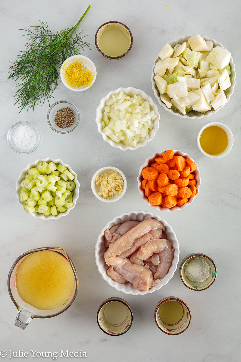 Chicken and Cabbage Soup with Lemon and Dill