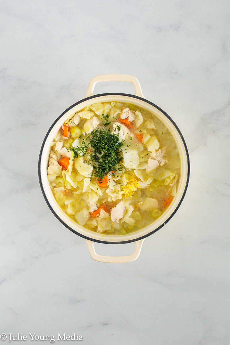 Chicken and Cabbage Soup with Lemon and Dill