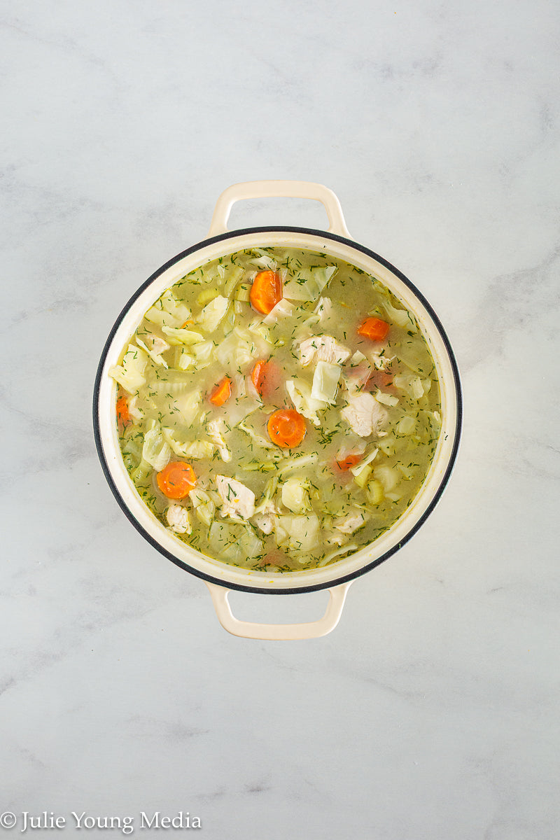 Chicken and Cabbage Soup with Lemon and Dill