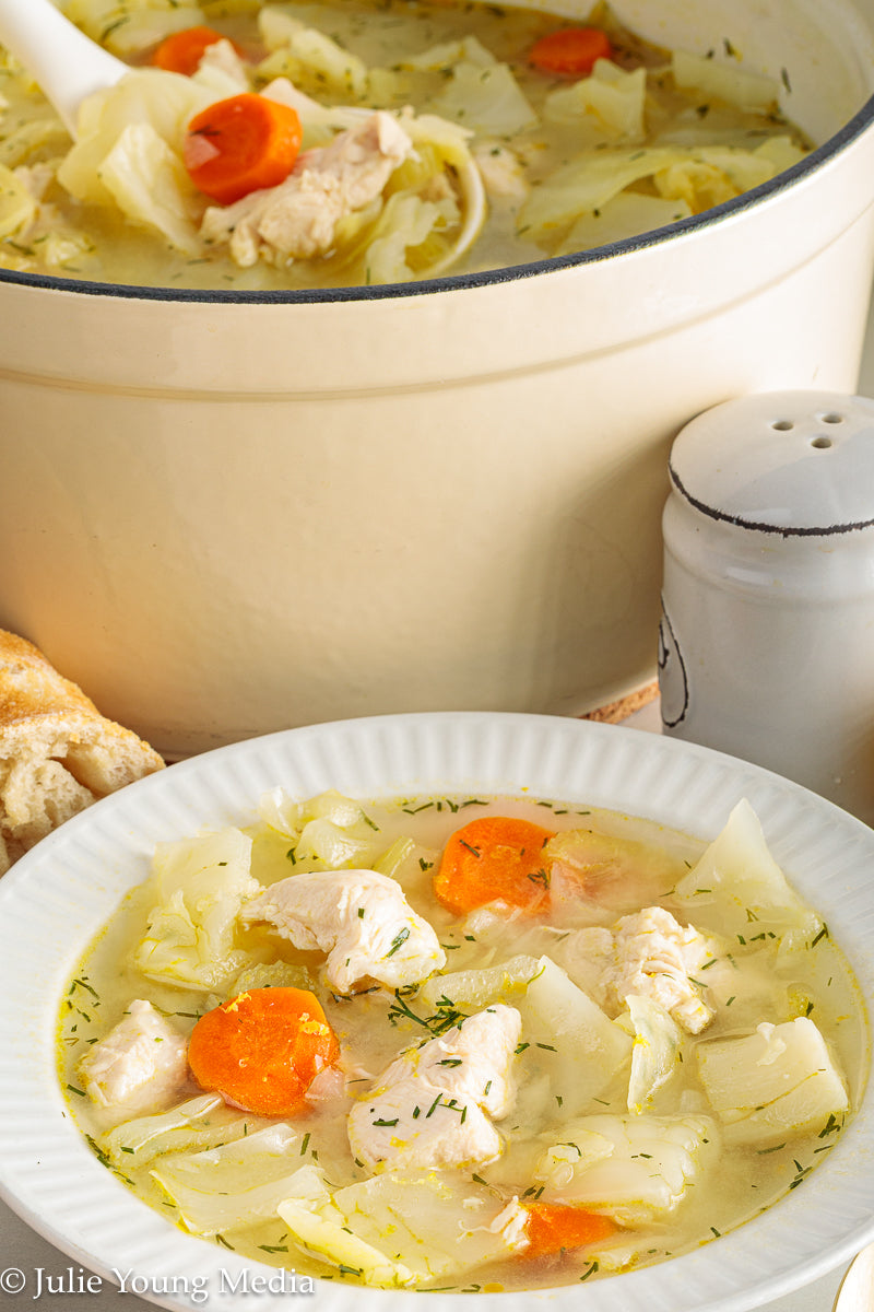 Chicken and Cabbage Soup with Lemon and Dill