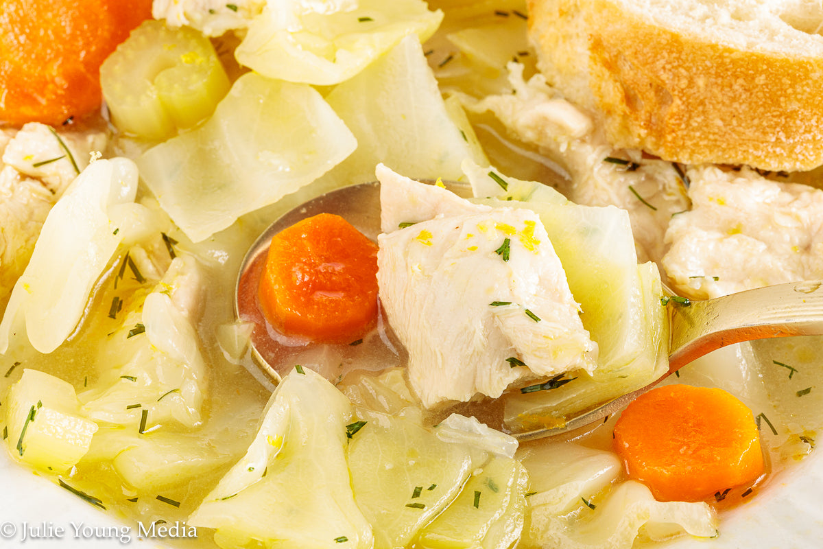 Chicken and Cabbage Soup with Lemon and Dill