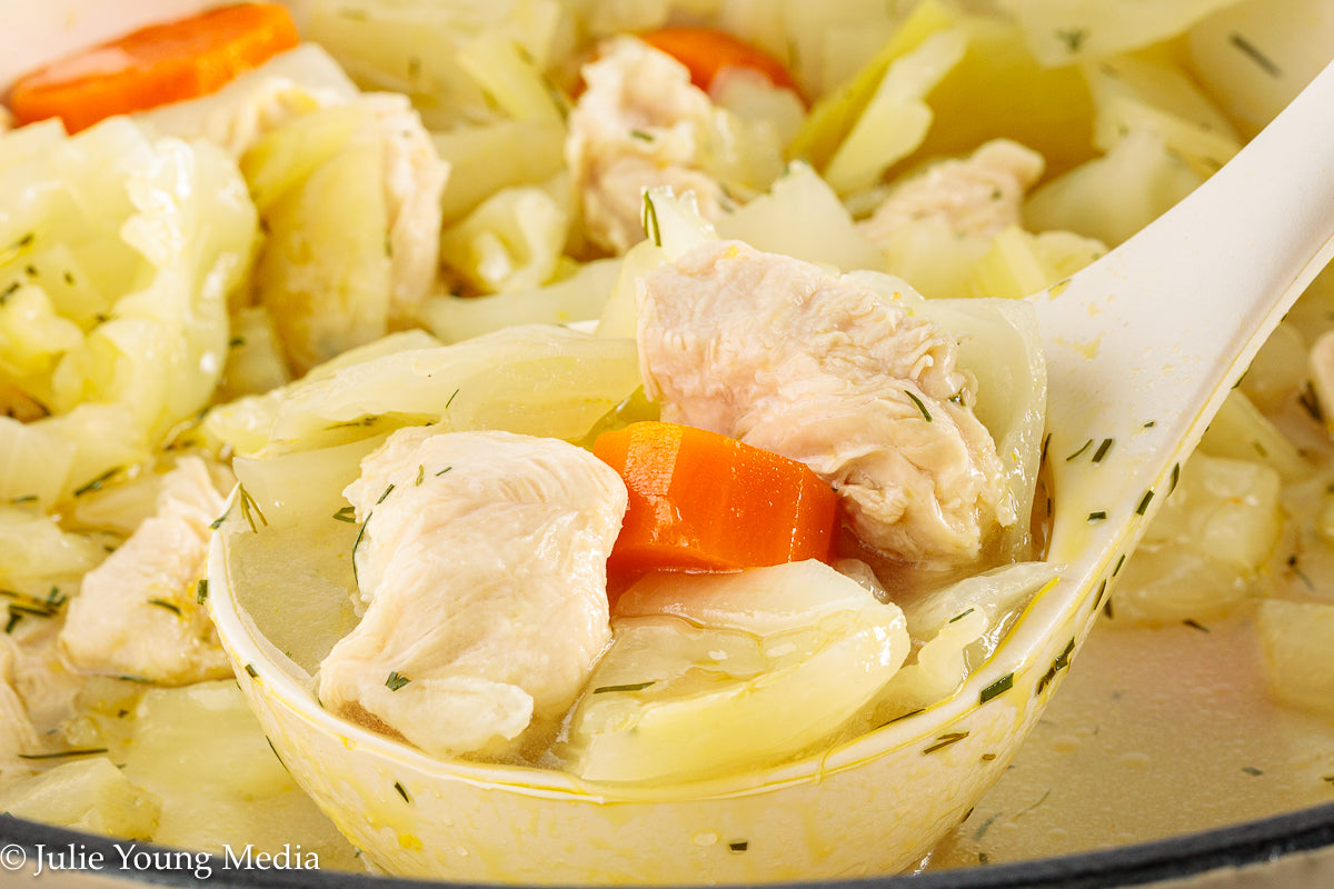 Chicken and Cabbage Soup with Lemon and Dill