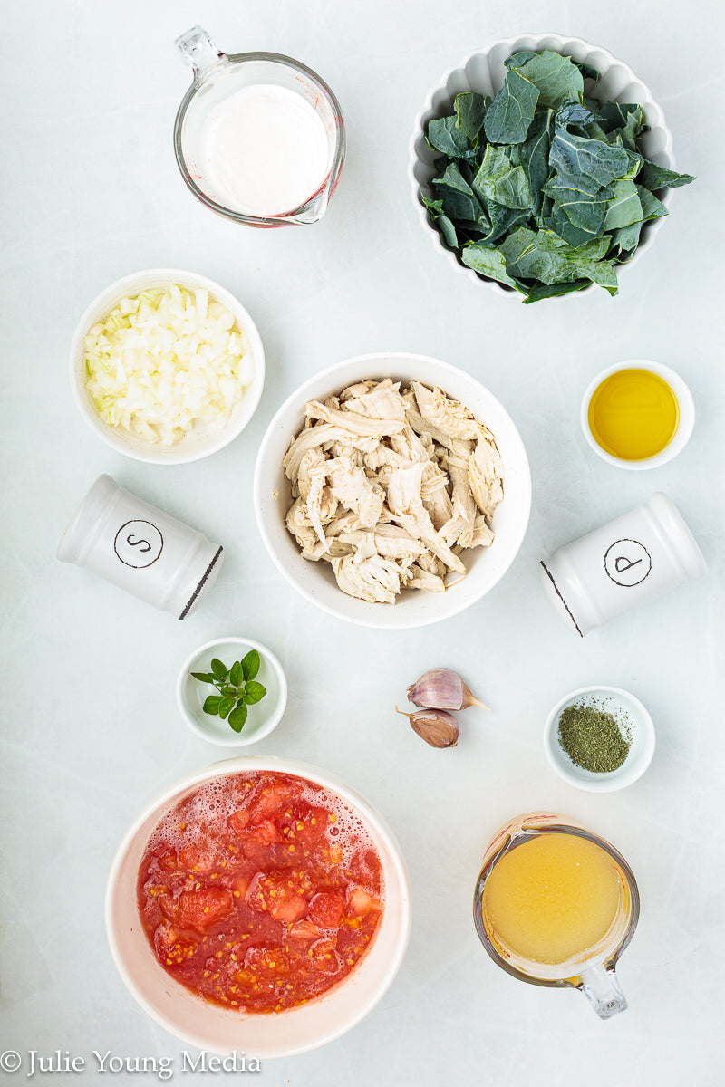 Creamy Tomato Soup with Chicken and Kale