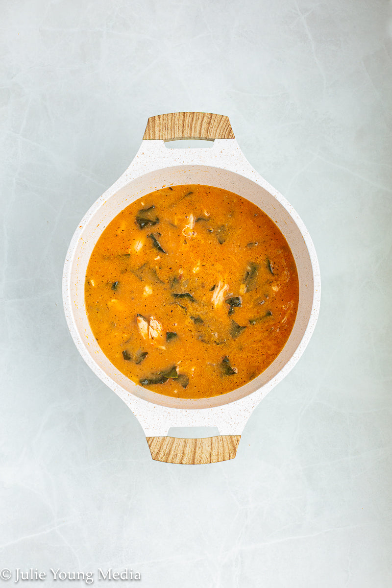 Creamy Tomato Soup with Chicken and Kale