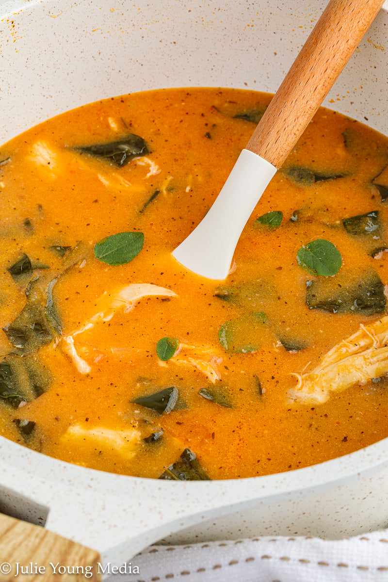 Creamy Tomato Soup with Chicken and Kale