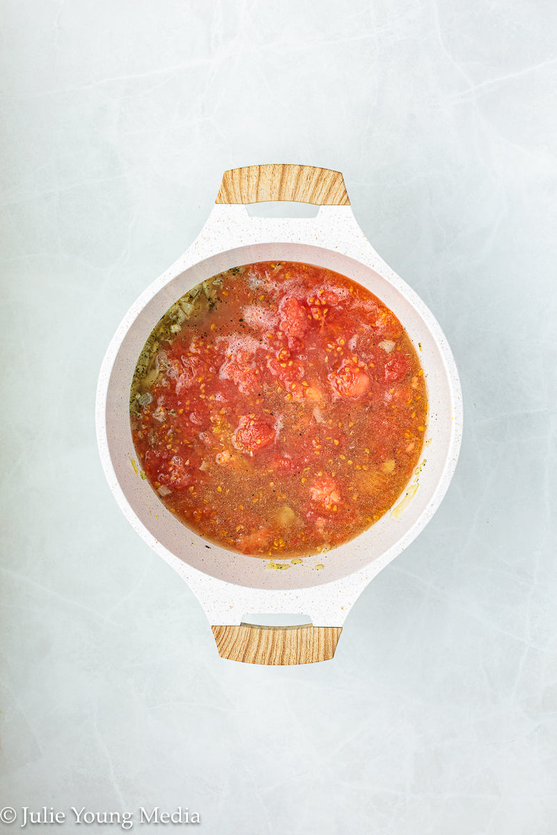 Creamy Tomato Soup with Chicken and Kale