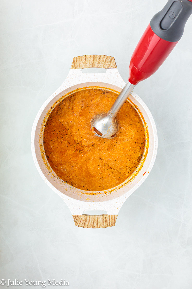 Creamy Tomato Soup with Chicken and Kale