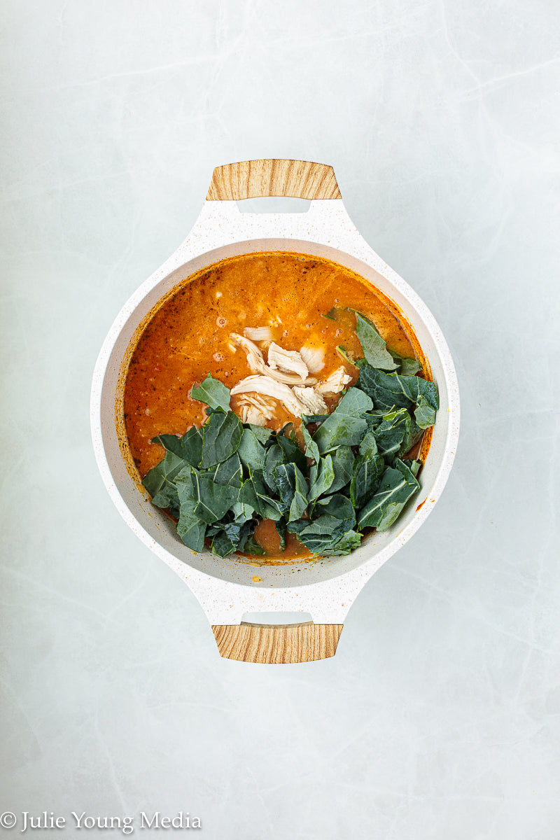 Creamy Tomato Soup with Chicken and Kale