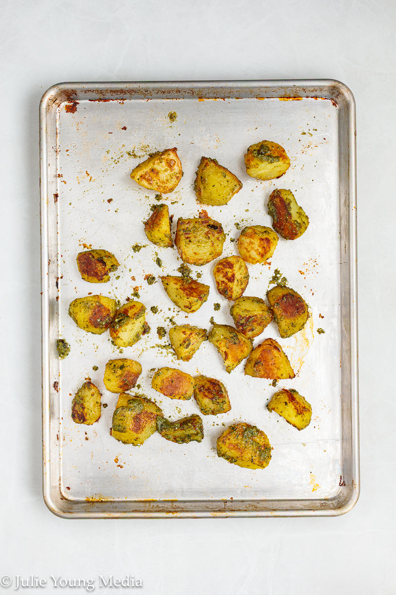 Crispy Pesto Roast Potatoes