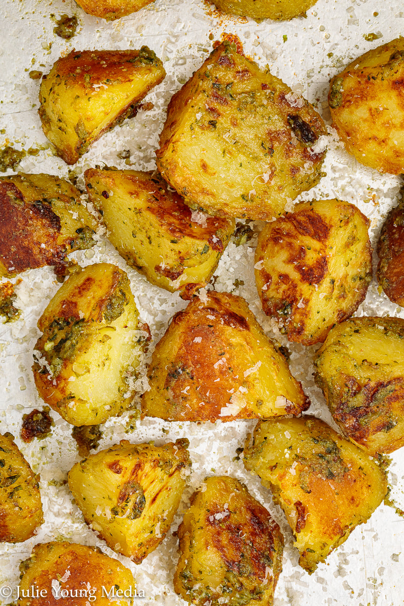 Crispy Pesto Roast Potatoes