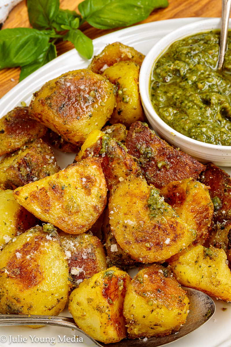 Crispy Pesto Roast Potatoes