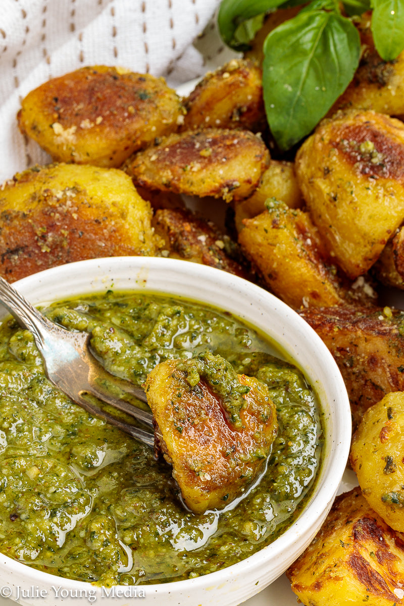 Crispy Pesto Roast Potatoes