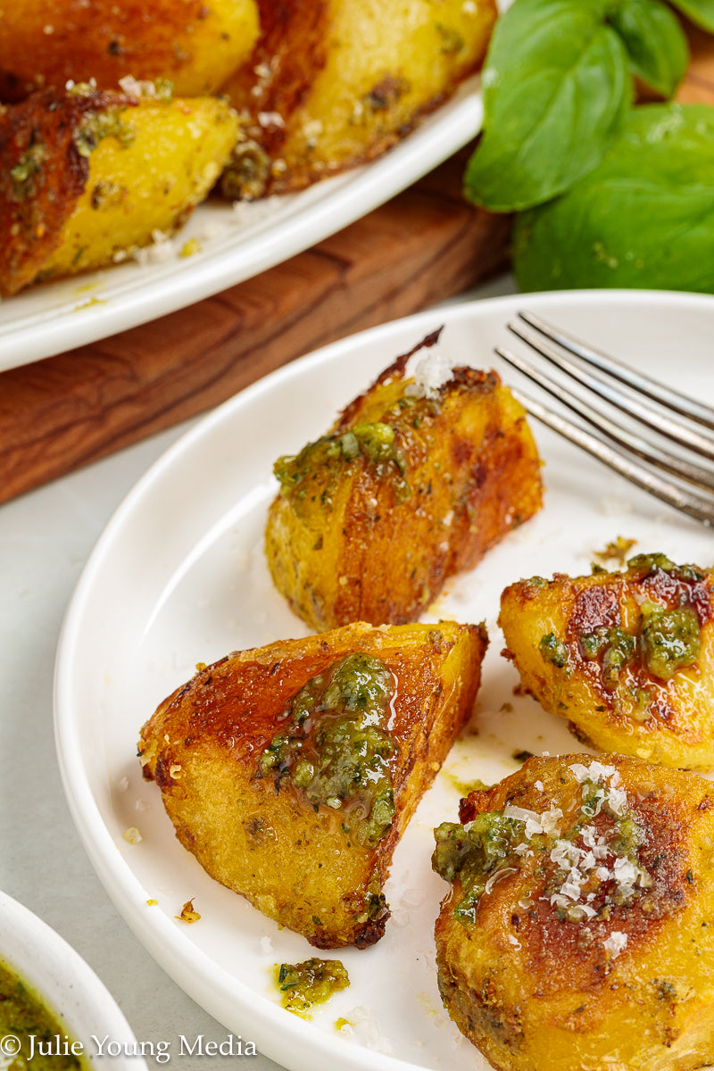 Crispy Pesto Roast Potatoes