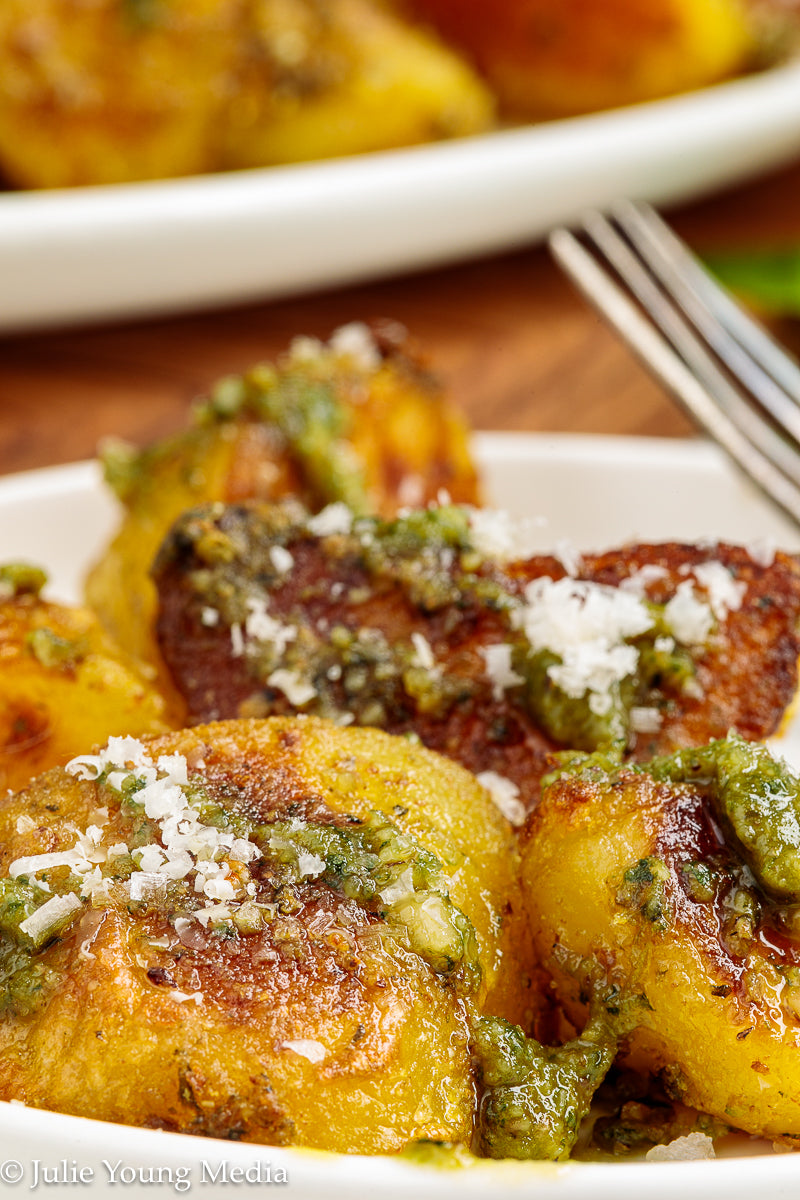 Crispy Pesto Roast Potatoes