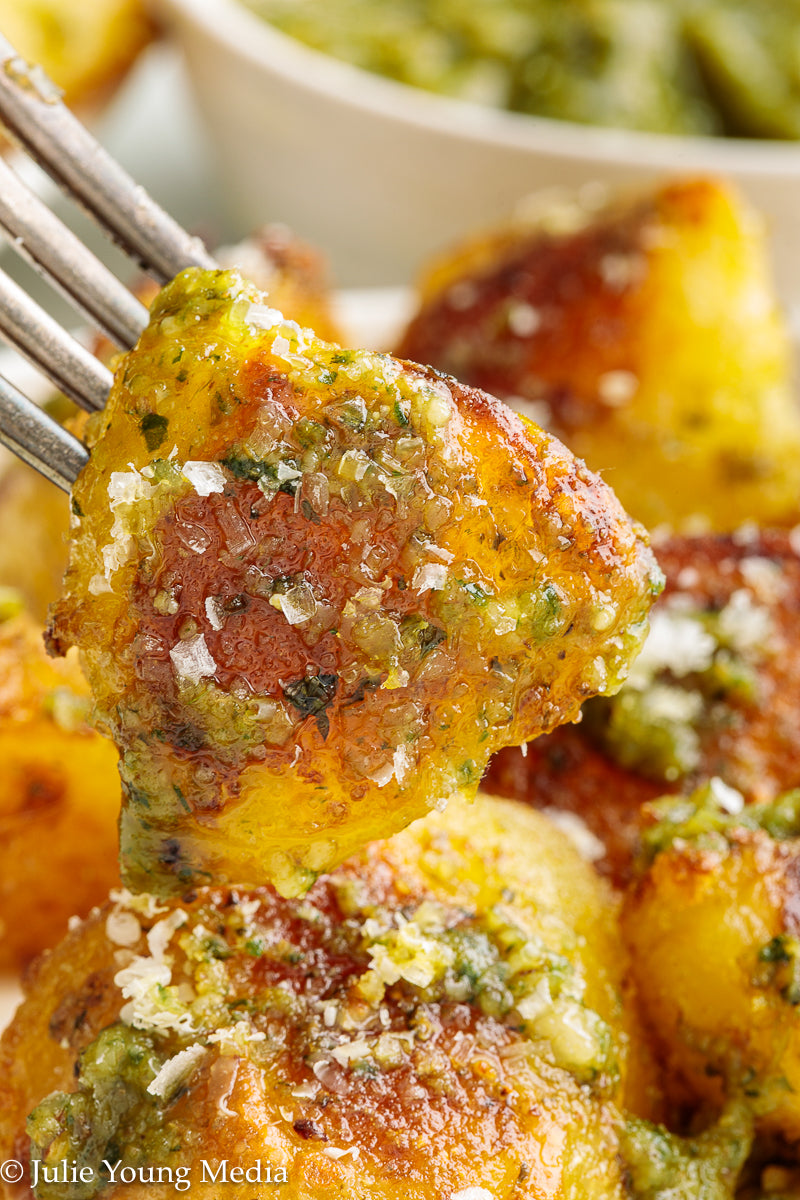Crispy Pesto Roast Potatoes